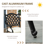 Outsunny 4 Seater Cast Aluminium Dining Set with Round Table, 50mm Parasol Hole & Cushions – Garden Patio, Black & Cream