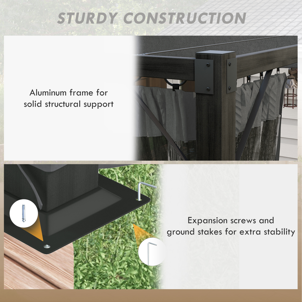 Outsunny 3 x 4m Retractable Pergola with Net Curtains & Aluminium Frame – Garden Shelter, Dark Grey