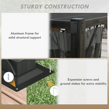Outsunny 3 x 4m Retractable Pergola with Net Curtains & Aluminium Frame – Garden Shelter, Dark Grey