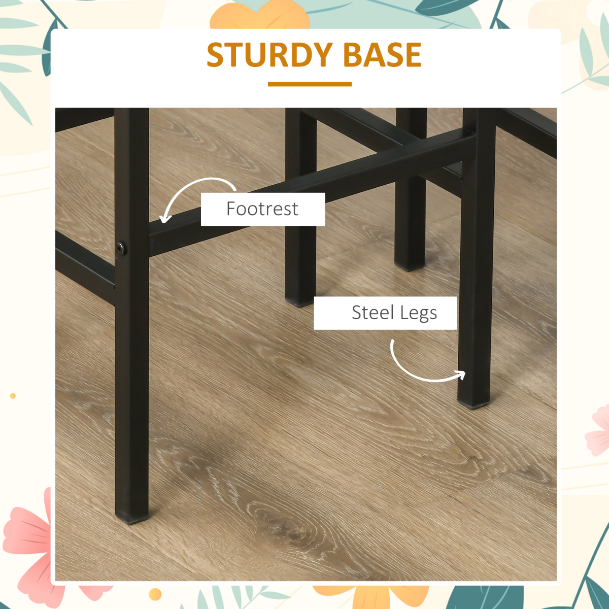 HOMCOM Set of 2 Kitchen Breakfast Bar Chairs with Footrest – Industrial Armless Stools, Brown