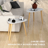 HOMCOM Side Table Set of 2 – Modern Nesting End Tables with Solid Wood Legs, Light Grey and Natural