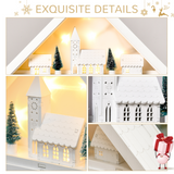 HOMCOM 24-Drawer Wooden Christmas Advent Calendar with LED Lights – Light-Up Countdown, White