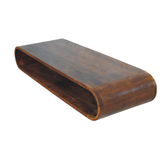 Artisan Furniture Arc Solid Mango Wood Wall-Mounted Media Console with Open Shelf – Floating Design, Chestnut
