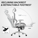 HOMCOM Ergonomic Mesh Office Chair with 3D Armrests, Adjustable Headrest & Footrest – Grey