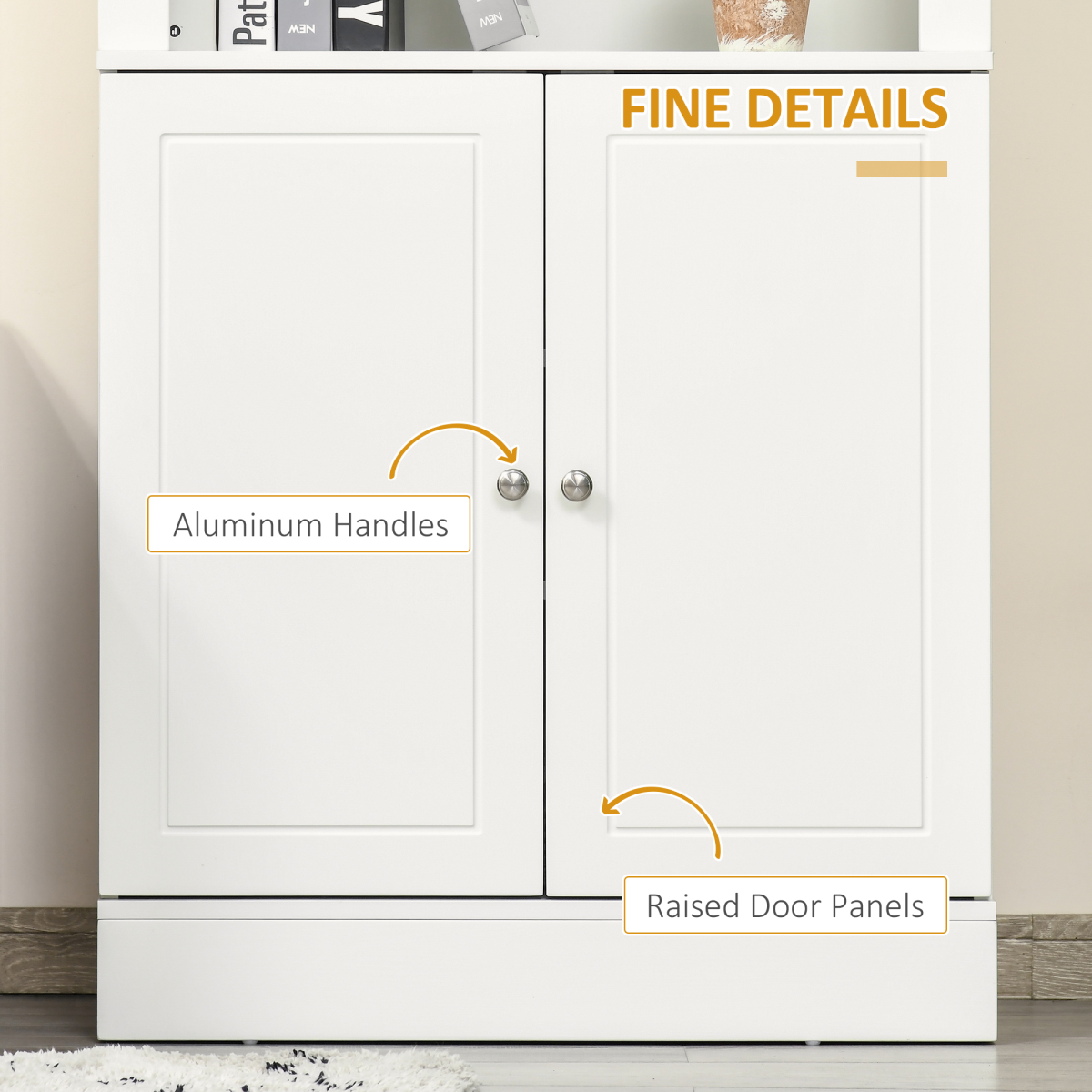 HOMCOM White Kitchen Cupboard Sideboard with 6-Tier Shelving & Double Doors – Storage Cabinet