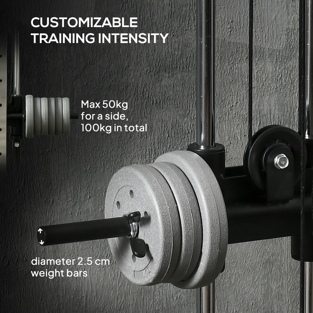 SPORTNOW Wall Mount Cable Station with 15-Position Adjustable Dual Pulleys – Home Gym Cable Machine, Black