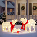 Set of 3 Lighted Polar Bear Family Christmas Decorations with 190 Warm White Lights – Indoor & Outdoor Display
