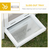 Indoor Wooden Rabbit Hutch with Run, Removable Divider & Slide-Out Tray – Small Animal Cage, White & Grey