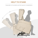 HOMCOM Power Lift Fabric Recliner Armchair with Remote Control – Motor-Assisted Riser Chair, Beige