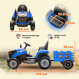 Kids Electric Ride-On Truck with Detachable Trailer & Remote Control, 12V – Construction Car for Ages 3-8, Blue