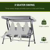 Outsunny 3 Seater Garden Swing Chair with Thick Padded Seat & Canopy – Bench Bed, Grey