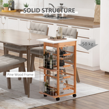 HOMCOM Multifunction Kitchen Island Trolley with Drawer, Side Racks & Castor Wheels – Brown