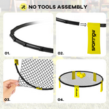 SPORTNOW Spike Ball Set with Net, 3 Balls, Pump & Carry Bag – Portable Mini Beach & Garden Game, Yellow/Black