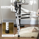 Adjustable Bed Assist Rail Grab Bar with Side Pocket & Foam Grip – Safety Handle for Flat-Frame Beds, White