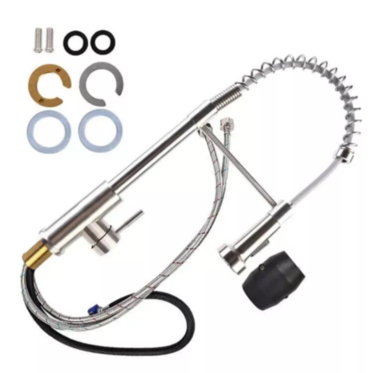 Monobloc Kitchen Sink Mixer Tap with Pull-Out Hose Spray – Single Lever, 360° Swivel Spout, Brass Body