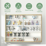 HOMCOM 5-Tier Wall Display Cabinet with Adjustable Shelves & Sliding Glass Doors – Space-Saving, Natural