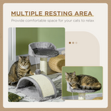 PawHut Cat Tree Kitten Activity Centre with Sisal Scratching Post, Paper Tube & Toy Ball – Beige and Grey