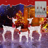 Lighted Christmas Reindeer Family – 3 Piece Outdoor Set with 200 White Lights & Ground Stakes