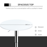 60cm Adjustable Height Round Bar Table with Swivel Top and Metal Frame – Dining and Drinking Table, White