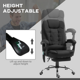 Vinsetto Heated Massage Office Chair with 6-Point Vibration, 135° Recline & Footrest – Black Linen-Feel