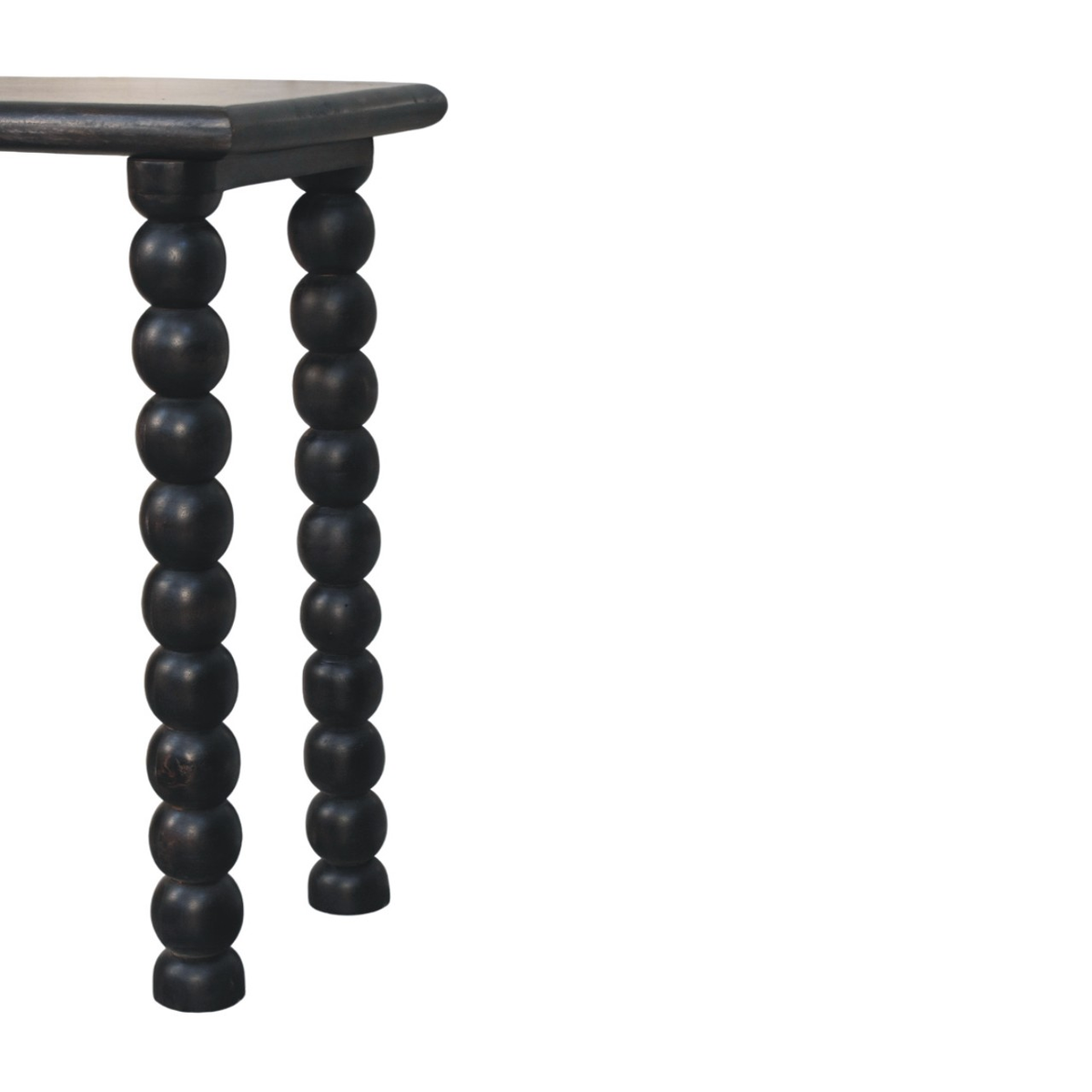 Artisan Furniture Solid Mango Wood Spindle Linear Console with Turned Legs – Hallway Console Table, Black