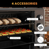 HOMCOM 30L Mini Oven with Adjustable Temp & 60 Min Timer, 1600W – Spacious Countertop Cooking, Silver