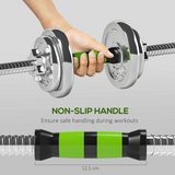 SPORTNOW 20kg 2-in-1 Adjustable Dumbbell Set with Connecting Bar – Converts to Barbell for Home Gym, Green
