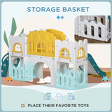8-in-1 Toddler Slide Set with Tunnel, Basketball Hoop, Steering Wheel & Storage Basket – Ages 1-3