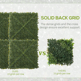Outsunny 12 Piece Artificial Milan Grass Boxwood Wall Panels, 50 x 50cm – Weather Resistant Fence Screen, 3m²