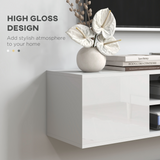 HOMCOM Wall-Mounted Floating TV Unit for TVs up to 60" with Shelves & Cabinets – High Gloss White