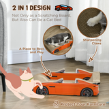 PawHut 2 in 1 Cat Scratching Board with Catnip – Car-Shaped Cat Scratcher and Bed, Corrugated Cardboard, Red