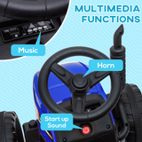 HOMCOM Ride-On Tractor with Detachable Trailer, Remote Control & Music – Kids Electric Toy, Blue