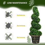HOMCOM Set of 2 Artificial Spiral Boxwood Topiary Trees, 90cm Tall in Pots – Realistic Doorway Greenery