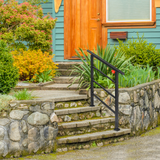 Wrought Iron Handrail for Outdoor Steps, Fits 1 to 3 Steps – Black Powder-Coated Rail with Installation Kit