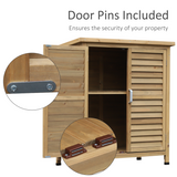 Outsunny Fir Wood Garden Storage Cabinet with 2 Shelves, Shutter Doors & Felt Roof – Outdoor Tool Store