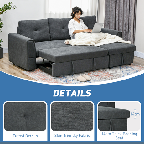 HOMCOM Dark Grey Sofa Bed in living room setting