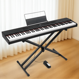 GPPD01-203 88 Key Digital Piano with Metal Stand, Bluetooth MIDI and Triple Pedals – Beginner Keyboard, Black