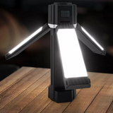 Rechargeable Foldable LED Camping Lantern with Magnetic Base & Hook – Outdoor Work Light, Black