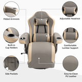 HOMCOM Manual Recliner Armchair with Adjustable Leg Rest – 135° Reclining PU Leather Sofa Chair