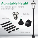 Outsunny Set of 2 Solar LED Garden Lamp Posts with Adjustable Four-Section Poles – Lantern Lights, Black