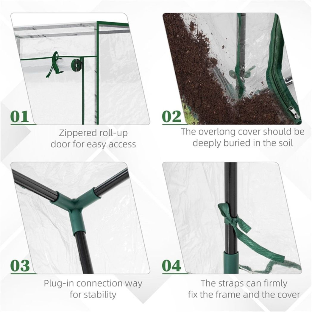Mini Walk-in Greenhouse with Galvanised Steel Frame & Zipped Roll-up Door – Tall Narrow Plant Shelter
