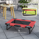 Foldable Elevated Dog Bed with Breathable Texteline Mesh & Steel Frame – Raised Pet Bed for Small to Medium Dogs, Red