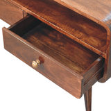 Artisan Furniture Curved Mango Wood Media Unit with 2 Drawers & Open Slot – California Walnut, Dark Brown