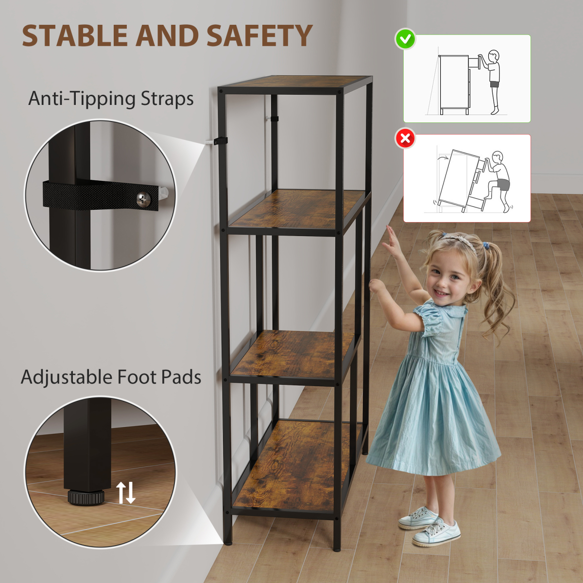4-Tier Open Bookcase & Display Shelf – Versatile Plant Stand & Room Divider