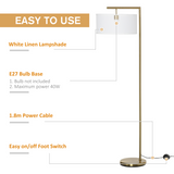 HOMCOM Floor Lamp with Linen Lampshade Round Base for Living Room Bedroom