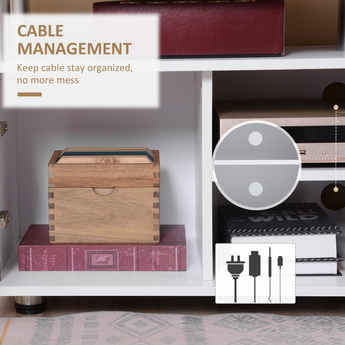 HOMCOM TV Cabinet Entertainment Centre with Open & Closed Storage – Media Console Unit, Grey & White