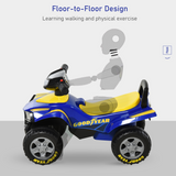 HOMCOM Goodyear Baby Quad Ride-On Walker with Lights, Horn & Storage – Sliding Toy for 18-36 Months, Blue and Yellow