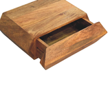 Artisan Furniture Prisma Solid Mango Wood Wall-Mounted Unit with Drawer – Faceted Design, Golden Teak