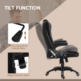 Executive Reclining Office Chair with Heated Massage Points & Relaxing Headrest – 360° Swivel, Black