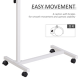HOMCOM Height-Adjustable Overbed Table with Rolling Casters and Brakes – Sofa Side Table, White and Brown